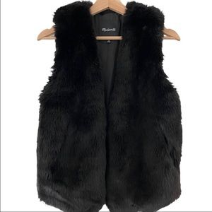 Madewell Black Faux Fur Vest Size XS
